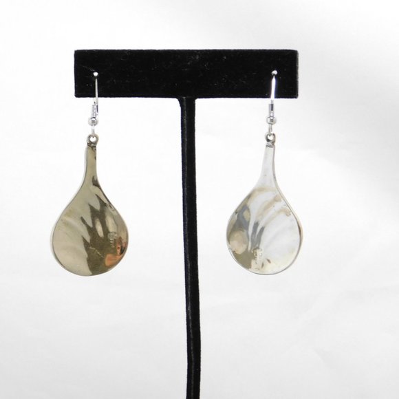 SOLD---Mexican Earrings Alpaca Silver Retro Abalone Shell Geometric Black Enamel - Picture 3 of 3